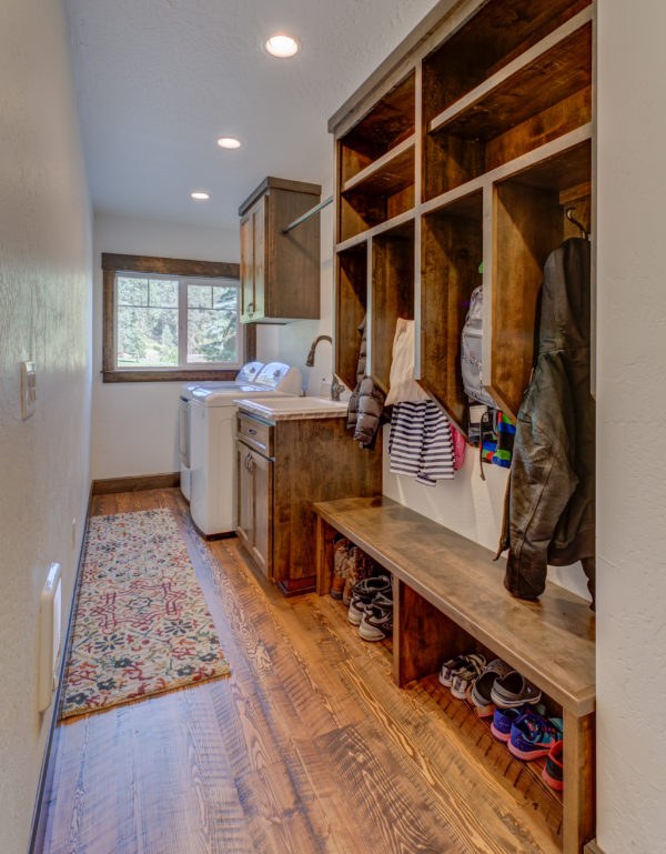 Restored mudroom with built-in cubbies